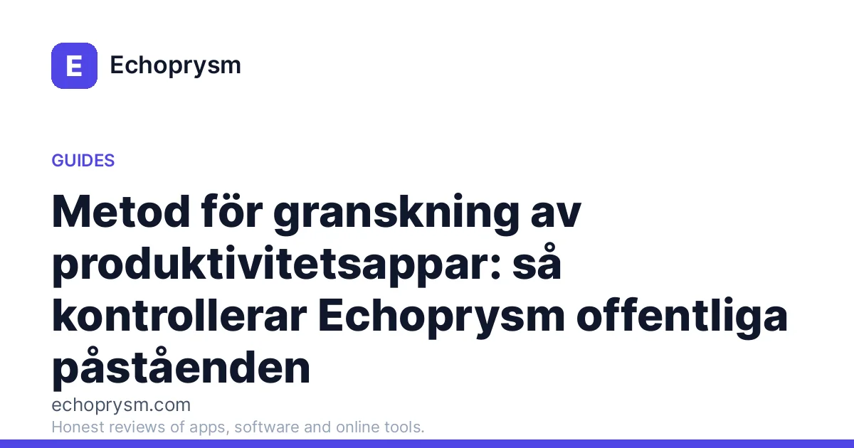 Metod för granskning av produktivitetsappar: så kontrollerar Echoprysm offentliga påståenden
