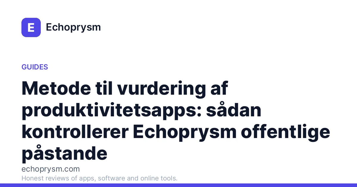 Metode til vurdering af produktivitetsapps: sådan kontrollerer Echoprysm offentlige påstande