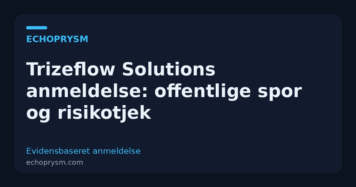 Trizeflow Solutions anmeldelse: offentlige spor og risikotjek