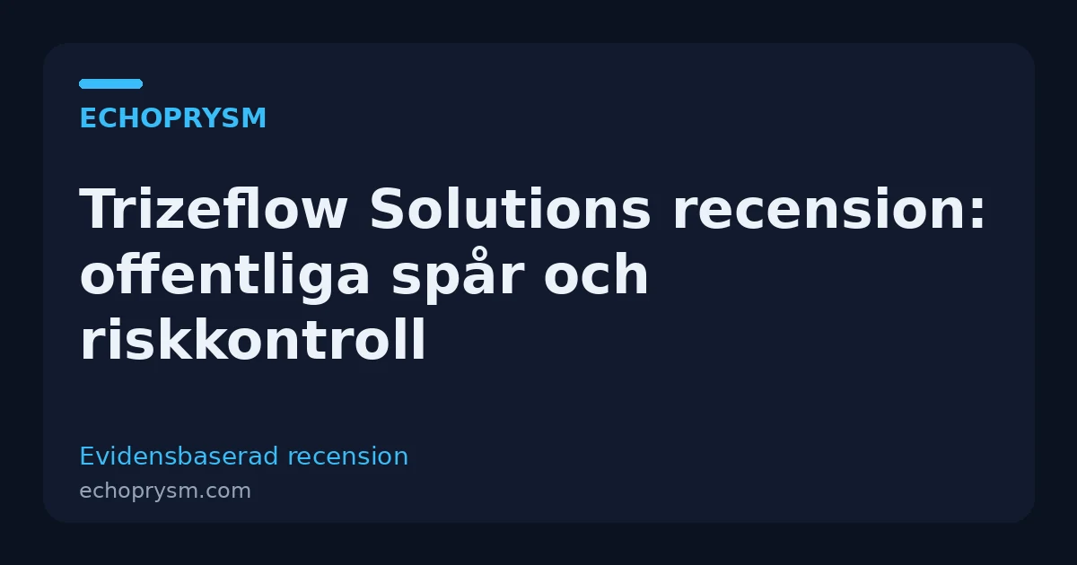 Trizeflow Solutions recension: offentliga spår och riskkontroll